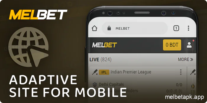 Responsive Melbet website for mobile devices